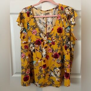 Beautiful Vibrant Yellow Floral blouse 3x